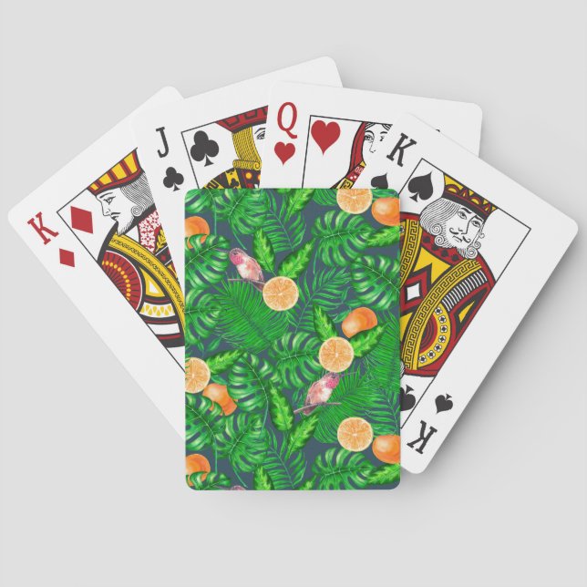 Tropical pattern, hummingbirds playing cards (Back)