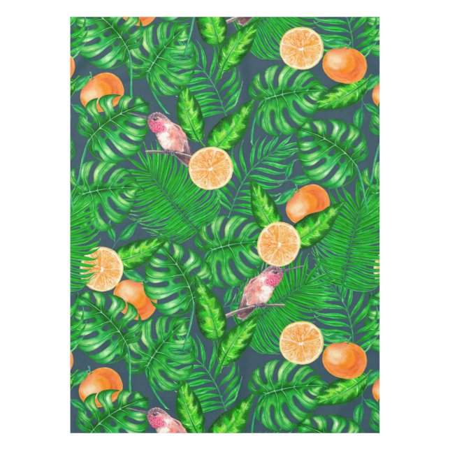 Tropical pattern, hummingbirds tablecloth (Front)