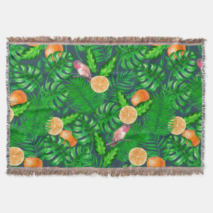 Tropical pattern, hummingbirds throw blanket