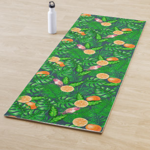 Tropical pattern, hummingbirds yoga mat