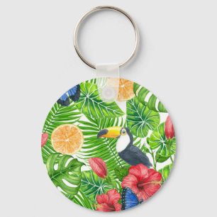 Tropical pattern key ring