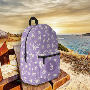 Tropical Pattern Lavender Monogram Backpack