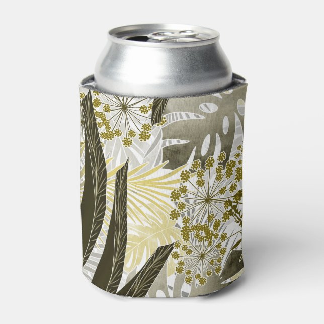 Tropical pattern monstera palm leaves exotic can cooler (Can Front)