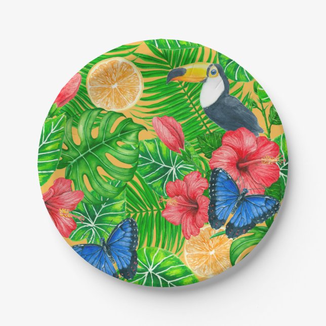Tropical pattern paper plate (Front)