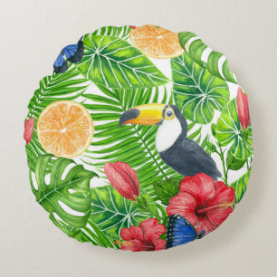 Tropical pattern round cushion