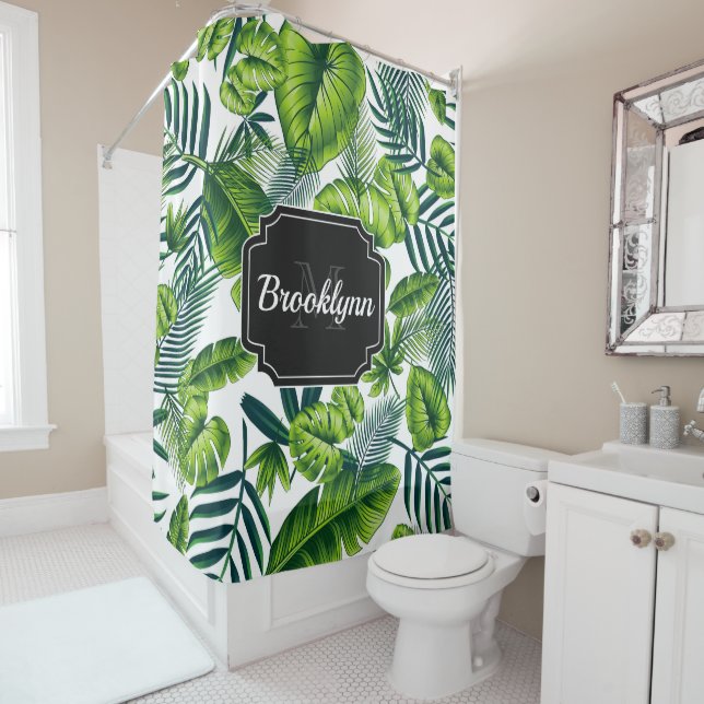 Tropical Pattern Shower Curtain (In Situ)
