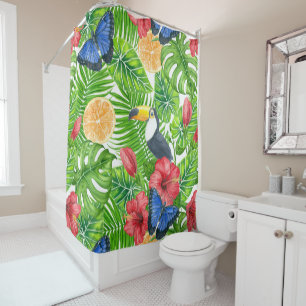 Tropical pattern shower curtain