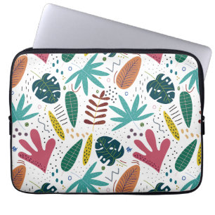 tropical pattern with colorful leaves laptop sleeve