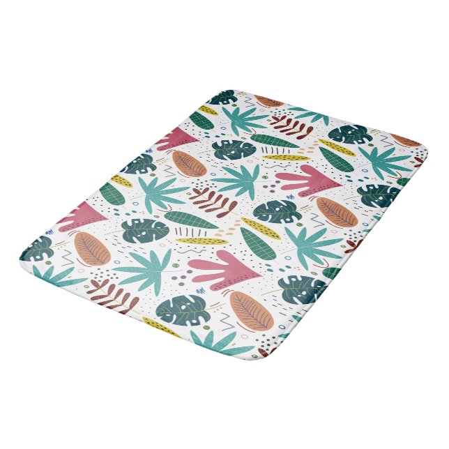 tropical pattern with colourful leaves bath mat (Angled)