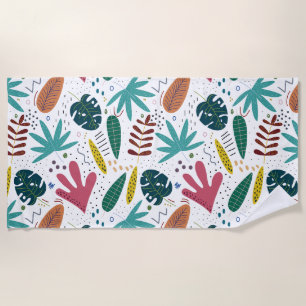 tropical pattern with colourful leaves beach towel