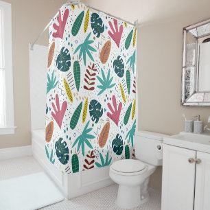 tropical pattern with colourful leaves shower curtain