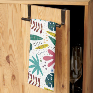 tropical pattern with colourful leaves tea towel