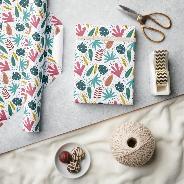 tropical pattern with colourful leaves wrapping paper (Crafts)