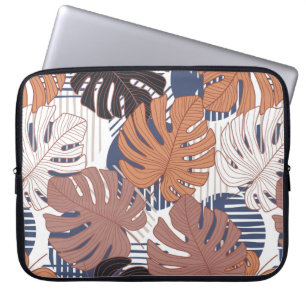 Tropical pattern with exotic monstera leaves seaml laptop sleeve