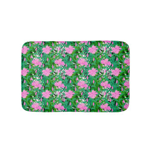 Tropical Pattern With Jungle Flowers Bath Mat