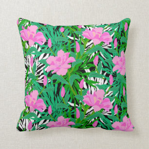 Tropical Pattern With Jungle Flowers Cushion
