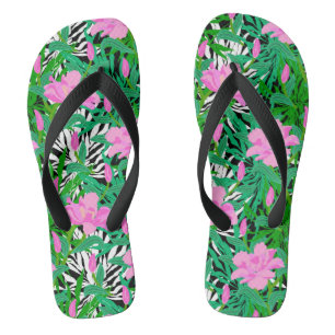 Tropical Pattern With Jungle Flowers Jandals