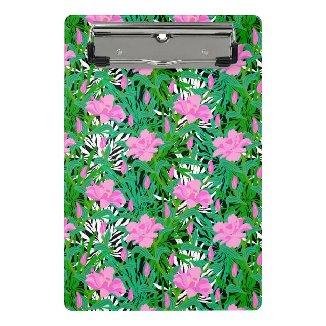 Tropical Pattern With Jungle Flowers Mini Clipboard (Front)