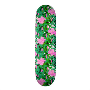 Tropical Pattern With Jungle Flowers Skateboard