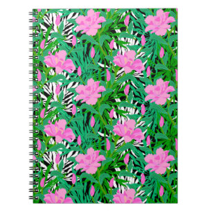 Tropical Pattern With Jungle Flowers Spiral Notebook