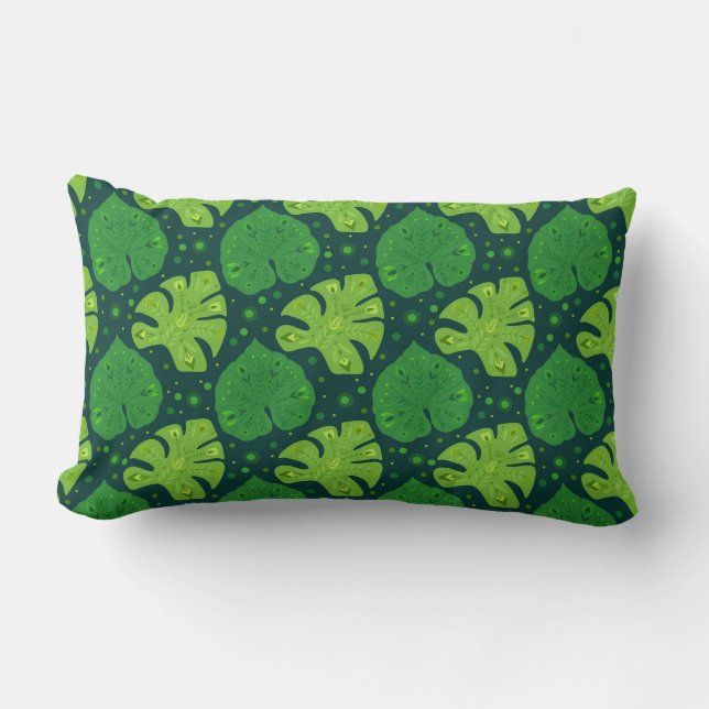 Tropical pattern with liana and monstera leaves  lumbar cushion (Front)