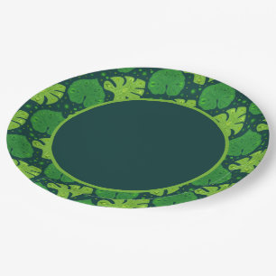 Tropical pattern with liana and monstera leaves  paper plate