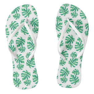 Tropical pattern with monstera leaves jandals