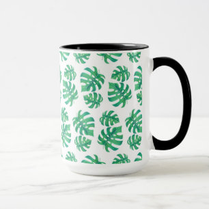 Tropical pattern with monstera leaves mug