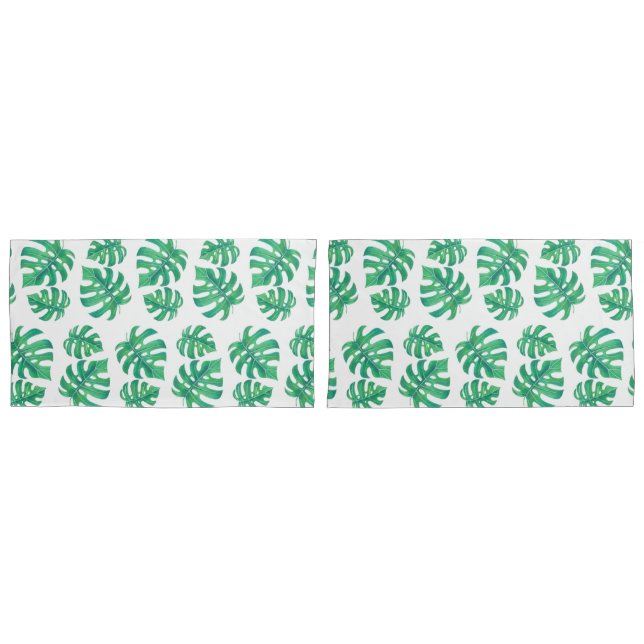 Tropical pattern with monstera leaves pillowcase (Front-Set)