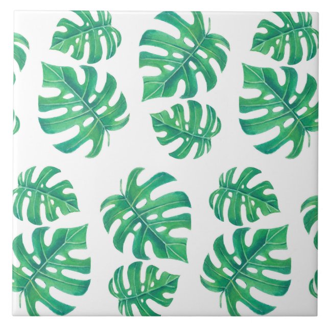 Tropical pattern with monstera leaves tile (Front)