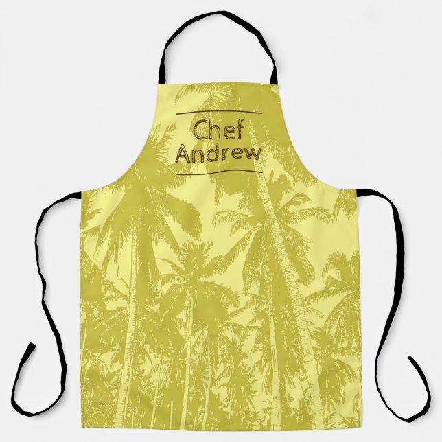 Tropical Pattern with Name of Chef Apron (Front)