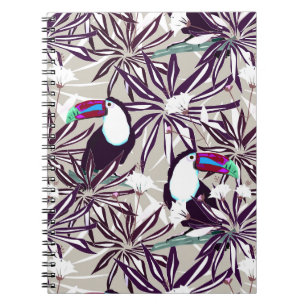 Tropical pattern with palm trees and birds. notebook