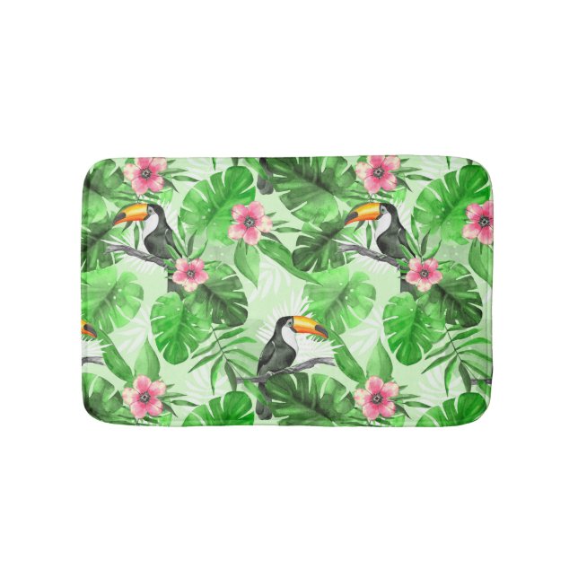 Tropical pattern with toucan bath mat (Front)