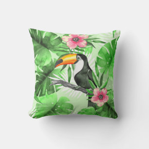 Tropical pattern with toucan cushion