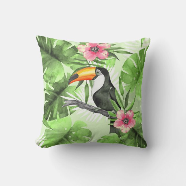 Tropical pattern with toucan cushion (Front)