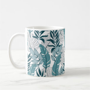 Tropical pattern with trendy plants and leaves on coffee mug