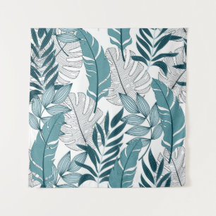Tropical pattern with trendy plants and leaves on tapestry