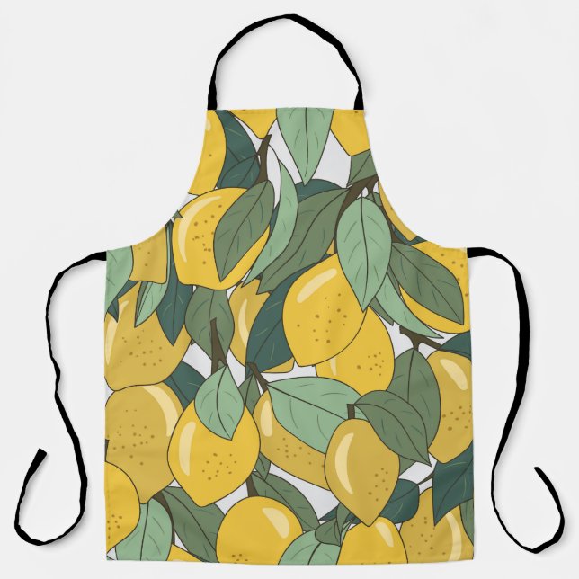 Tropical Pattern with Yellow Lemons. Apron (Front)
