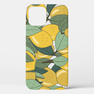 Tropical Pattern with Yellow Lemons. iPhone 12 Case