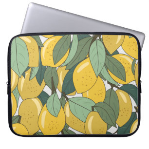 Tropical Pattern with Yellow Lemons. Laptop Sleeve
