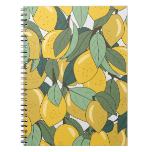 Tropical Pattern with Yellow Lemons. Notebook