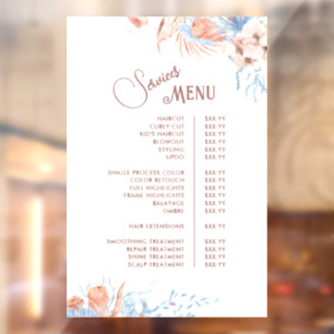 Tropical Peach and Blue Services Menu