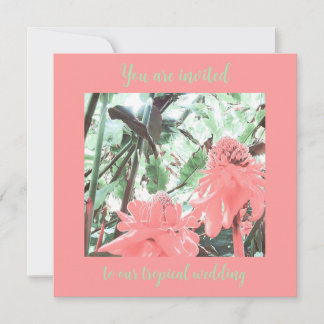 Tropical Peach Garden Wedding Invitation