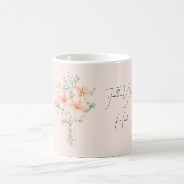Tropical Peach Hibiscus Flowers Coffee Mug (Center)