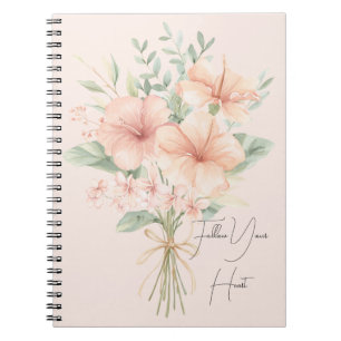 Tropical Peach Hibiscus Flowers Notebook