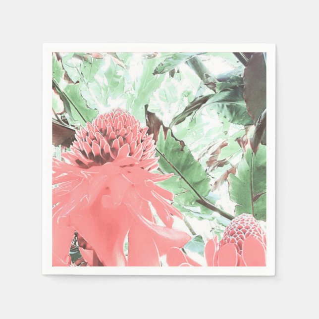 Tropical Peach Wedding Paper Napkin (Front)