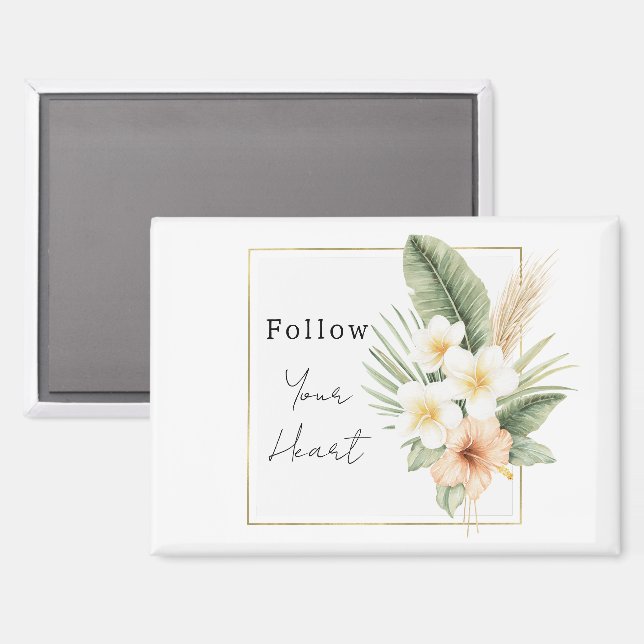 Tropical Peach White Floral   Magnet (Front/Back)