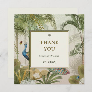 Tropical Peacock Palm Blank Wedding Thank You