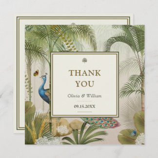 Tropical Peacock Palm Custom Wedding Thank You
