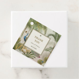 Tropical Peacock Palm Minimal Blank Ivory Back Favour Tags